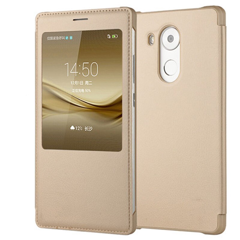 LEPHEE for Huawei Mate 8 9 Case Huawei Ascend Mate8 Cover GOLD Hard Back Cover Window Flip Leather Cases for Huawei Mate8 10: For Huawei mate 9 / Gold