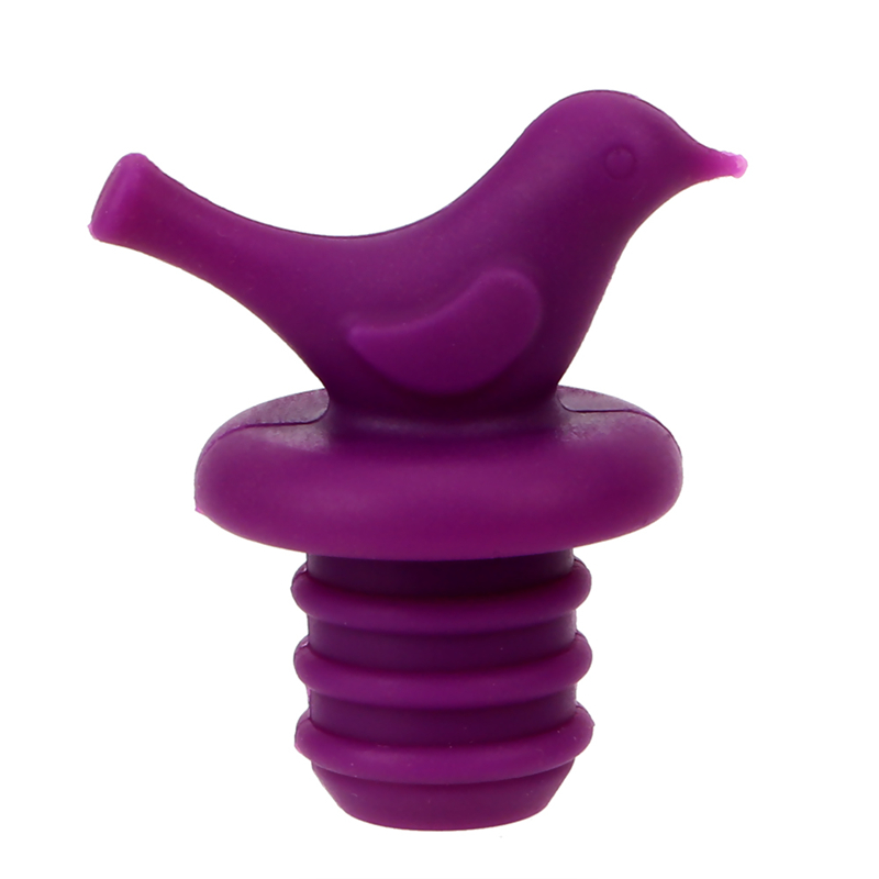 1Pc Tampas de Garrafa De Vinho Rolha de Vinho Rolha 4 cor Pássaros Bonitos Dos Desenhos Animados Capa De Silicone Fresco Família Bar Ferramentas Criativas de Preservação: ROXO