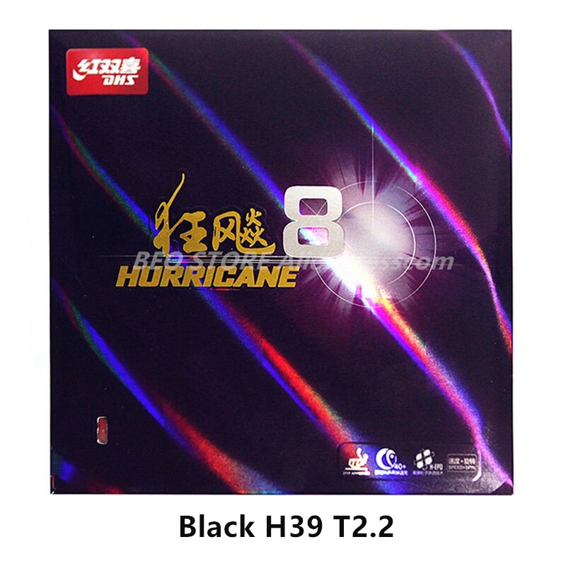 Dhs Hurricane 8 Tafeltennis Rubber Dhs Hurricane-8 / H8 Pips-In Originele Dhs Ping Pong Spons: H8 Black H39 T2.2