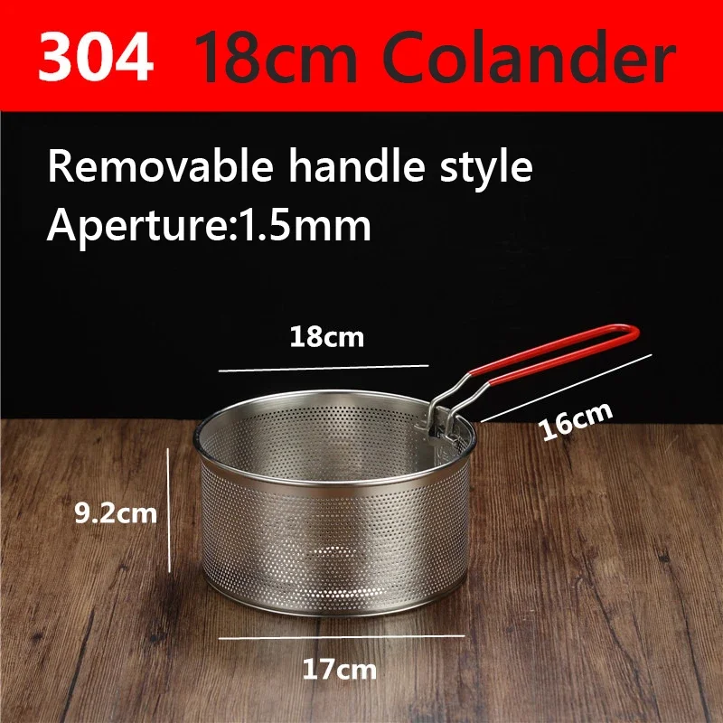 304 Rvs Koekenpan Gebakken Mand Koekenpan Filter Voedsel Vergiet Olielek Cacao Zeef Mesh Noodle Dumplings Zeef: YELLOW