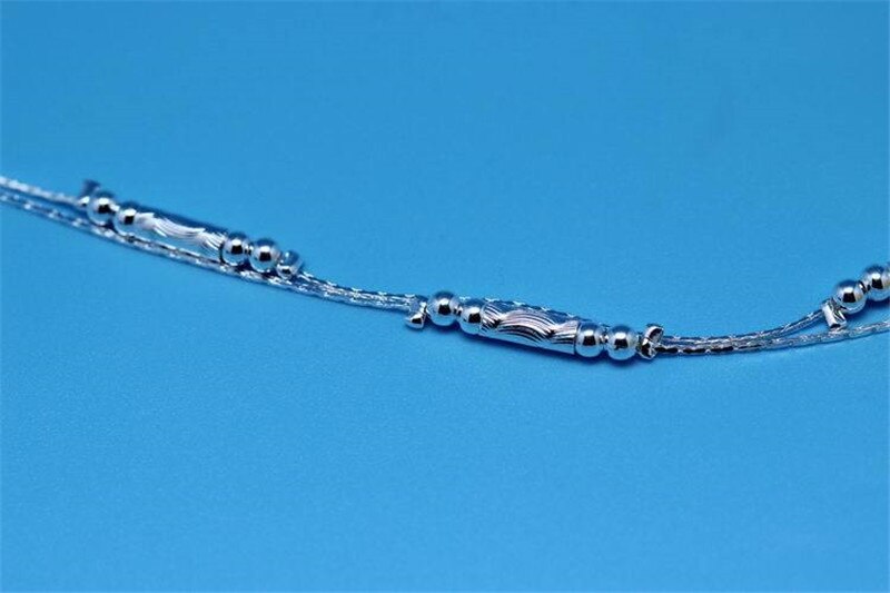 Female Silver 925 Bracelets For Women Jewelry Trendy Tube Anklets Girls Party Accessories Princess Silver Anklet Lady