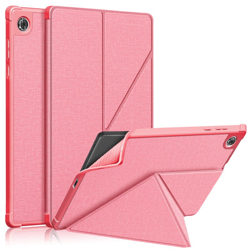 Case Voor Lenovo Smart Tab M10 Hd 2nd Gen TB-X306F TB-X306X Origami Staande Shell Case Met Multi Angle Magnetische Tpu back Cover: Pink