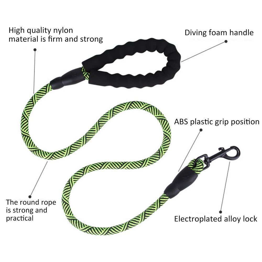 1.2m Durable Dog Leash Golden Retriever Medium Large Dog Collar Leashes Reflective Lead Rope For Labrador Husky Rottweiler