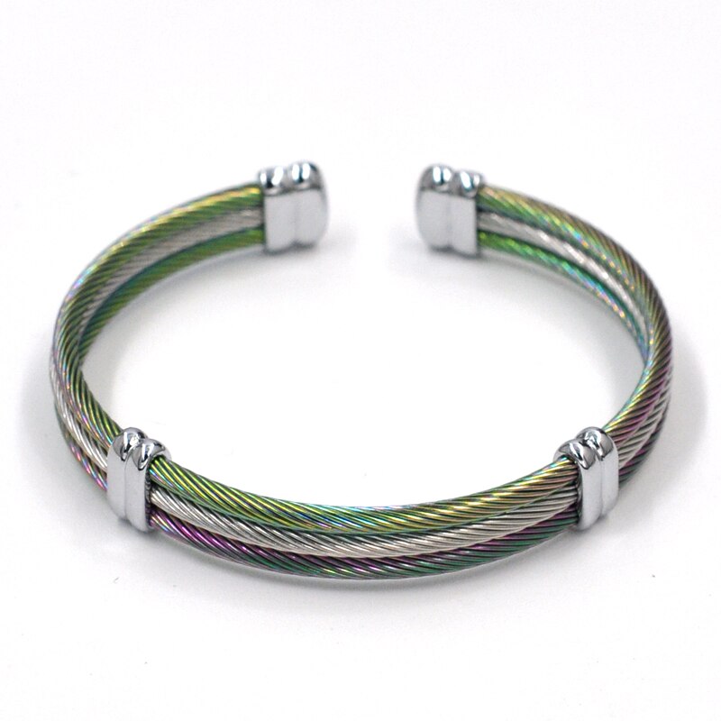 Fysara Beroemde Twist Draad Manchet Armbanden Stretch Rvs Kabel Armbanden Voor Vrouwen Mannen Punk Sieraden: 3