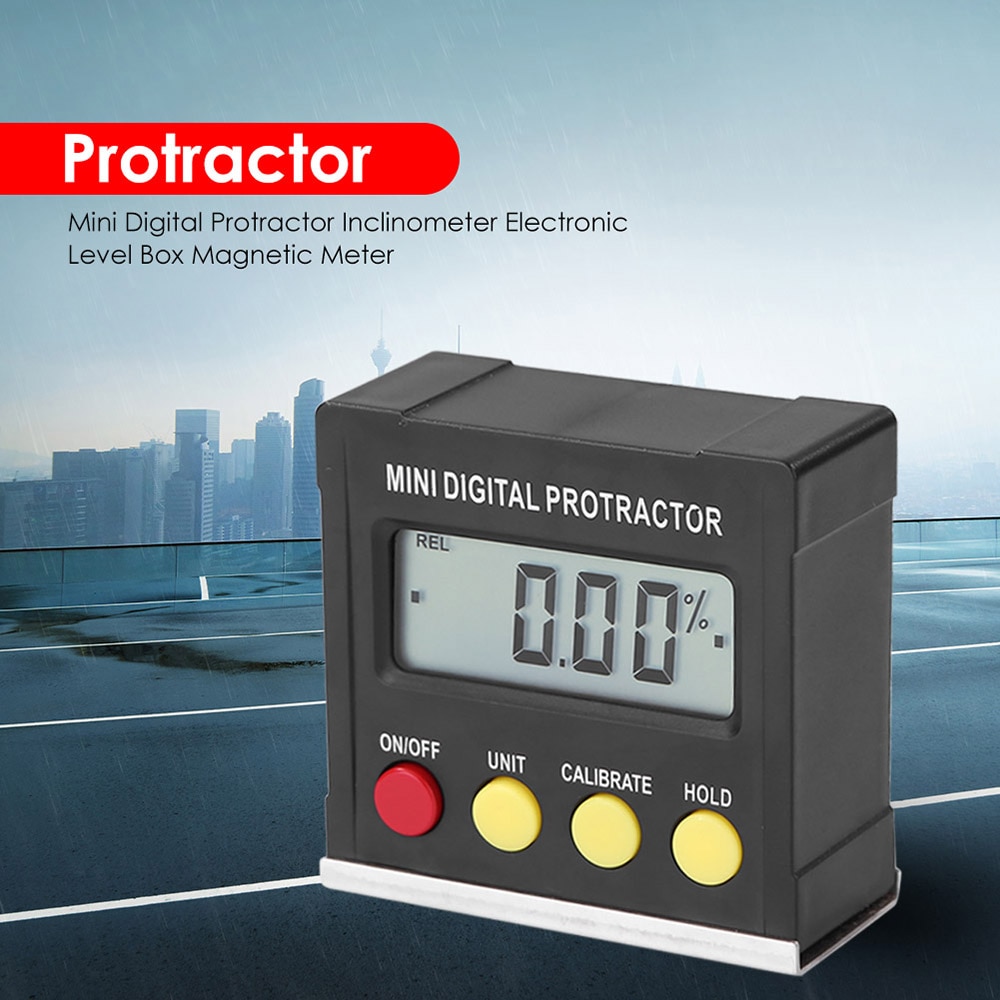 360° Mini Digital Protractor Inclinometer Electronic Level Box Magnetic Base Measuring Tools
