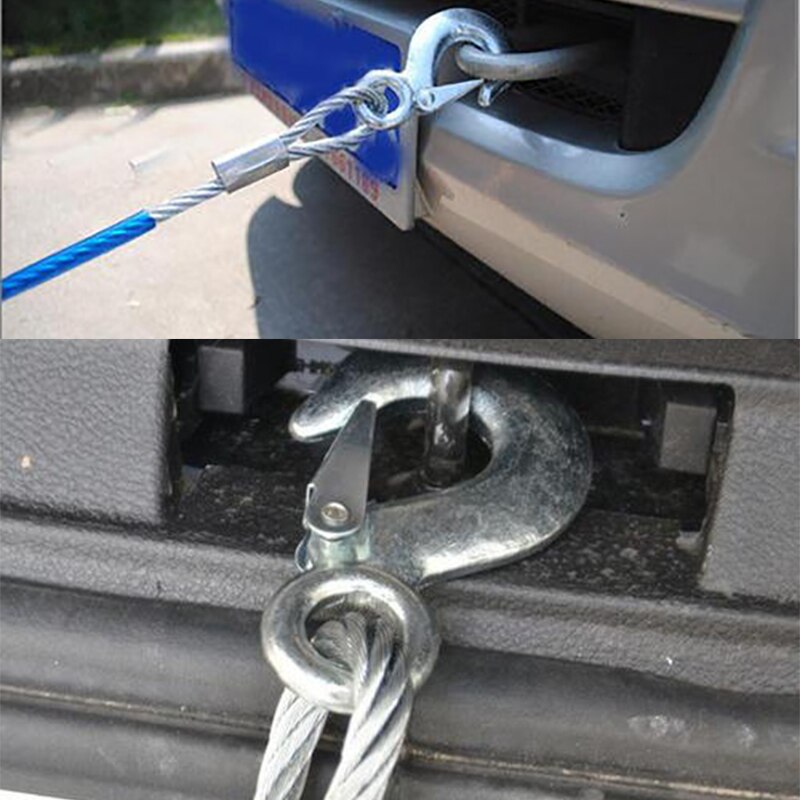 Car Tow Rope Strap Car Styling Synthetic Winch Cable Coarsened Wire Rope Truck Trailer Rope SUV Quick Release Hook 4M 5 Tons