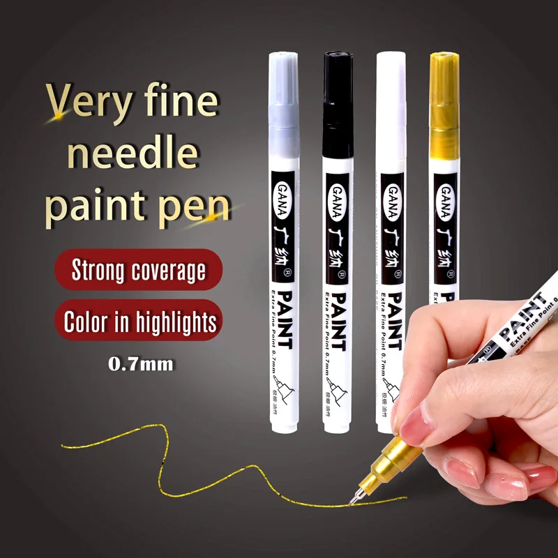 Rotulador permanente 4 unids/set bolígrafo de pintura aceitosa blanca para pintura rupestre piedra cerámica vidrio madera neumático tela Metal pintura acrílica 0,7mm