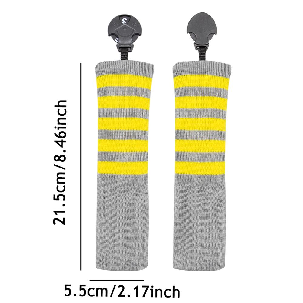 Couvre-chef de Club de Golf jaune rayure tricoté pilote de Golf couvre-chef en bois Fairway couverture en bois couverture hybride avec étiquettes de numéro 4 pièces