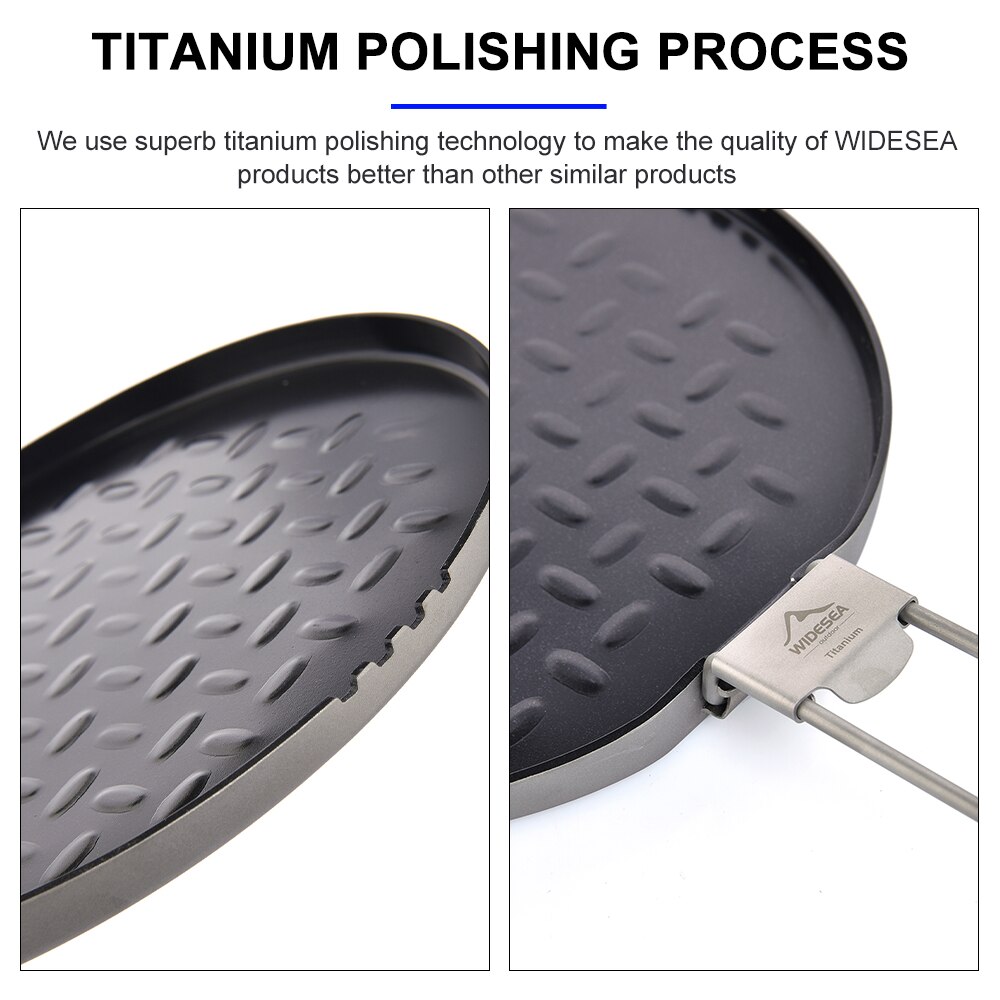 Widesea Titanium Nonstick Frying Pan Pot Bowl Camping Ultra-light Plate Tableware Cooking Utensils Bbq Picnic Cookware
