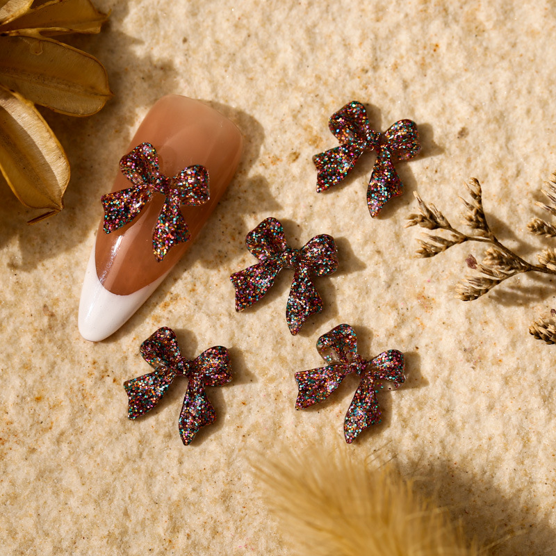 50 Uds. De lazos largos de resina rosa para decoración de uñas, lazos para uñas de hadas esmerilados 3D Kawaii, piezas de decoración, accesorios para uñas de japonés DIY: Rosa