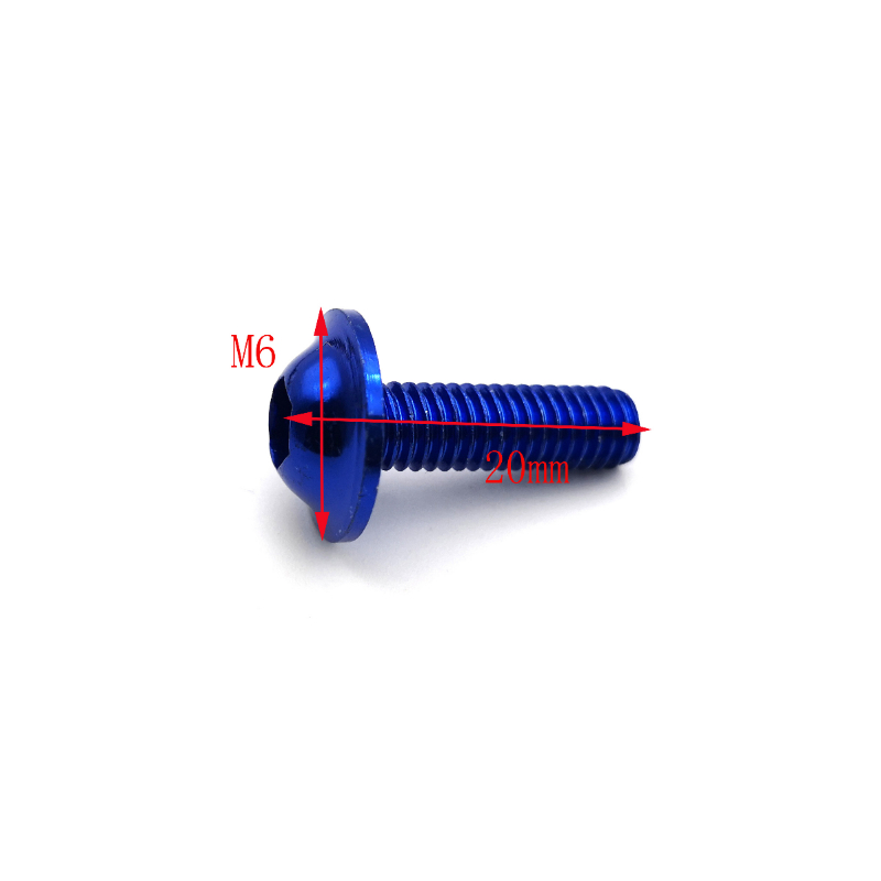 10 Uds. Tornillos de carenado de aluminio anodizado m6 x 20mm, negro, rojo, azul y dorado, tornillos para motocicleta