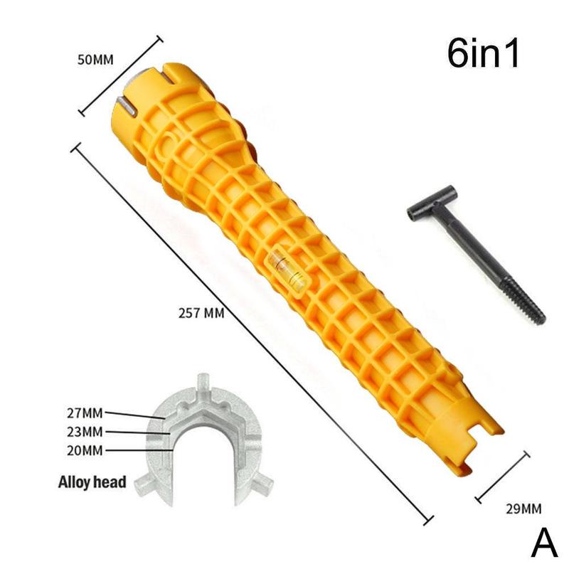 Multifunction Faucet Wrench Sink Installer Tools Water Pipe Spanner Tackle Tool for Toilet Bathroom Kitchen Repair Tools: 6 IN 1 YELLOW