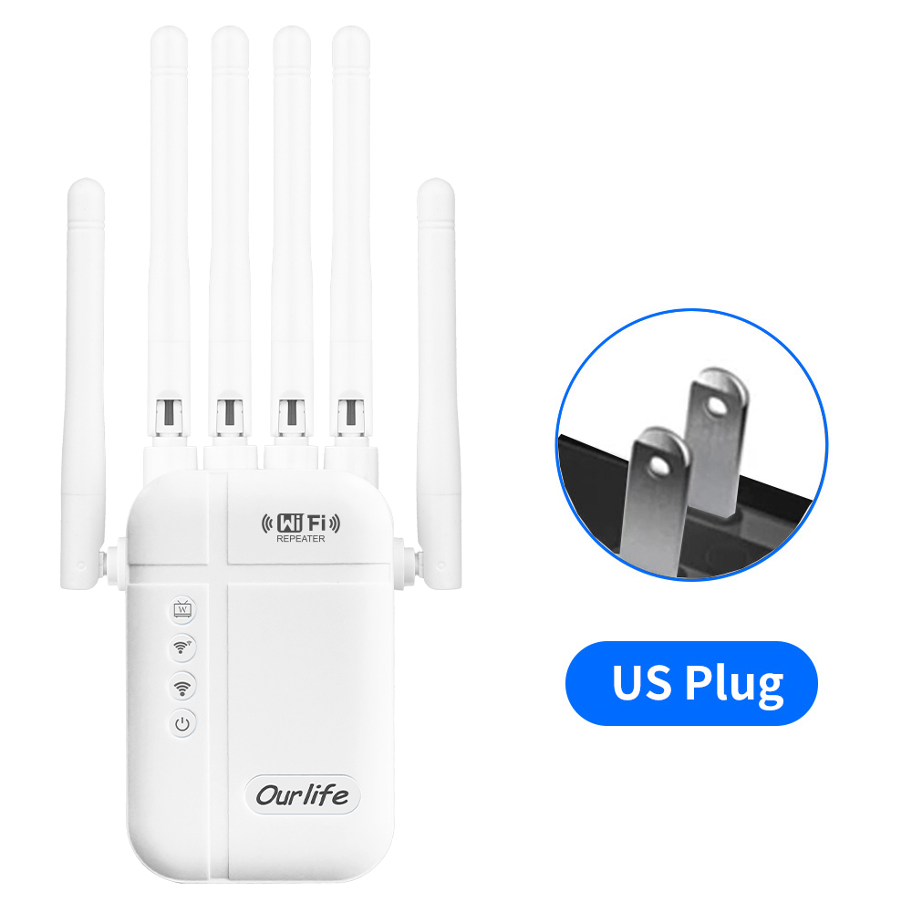 1200Mbps WiFi Repeater Wireless Dual Band WiFi Repeater 2.4G/5GHz Signal Amplifier Extender Router For Home Office Wi-Fi Booster