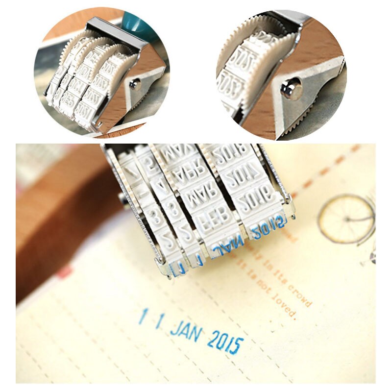 Saizhi 1Pcs Diy Vintage Plastic Rolling Stempel Maand Datum Wiel Postzegels Dagboek Album Scrapbooking Briefpapier SZ3702