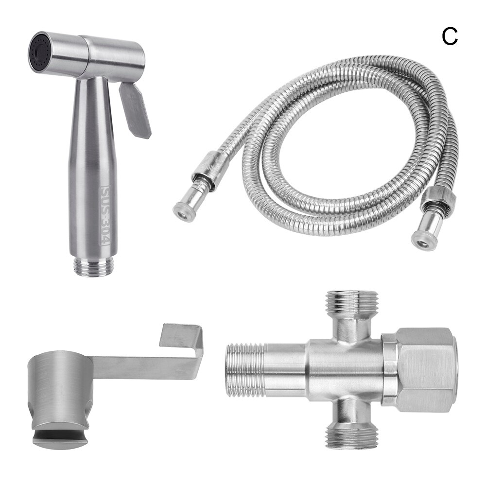 Rvs Bidet Kranen Handspuit Douchekop Handheld Bidet Sproeier Set Met Douche Slang Badkamer Accessoires: C