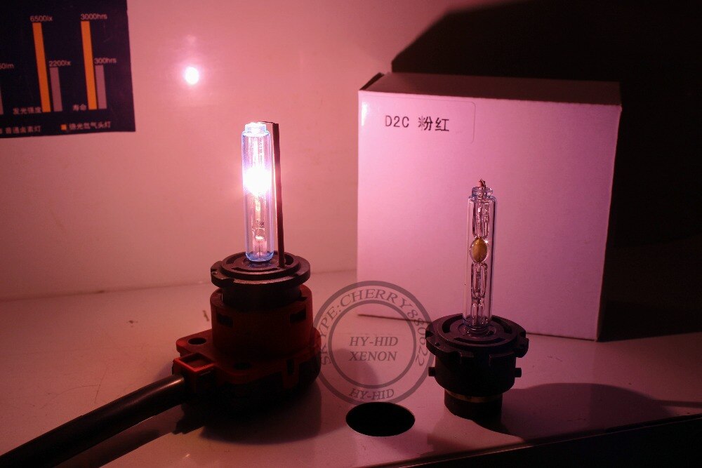 2Pcs D2S/D2C/D2R Car HID Xenon Replacement Light Lamp Bulb Car Headlight Lighting 35W PINK