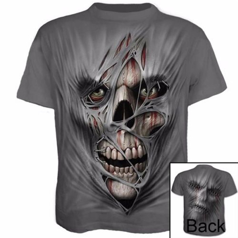 Stylish 3D Printed Men's T-shirt Male Summer Casual Workout Short sleeve Cotton Tops the Skull Printed Halloween Top streetwear