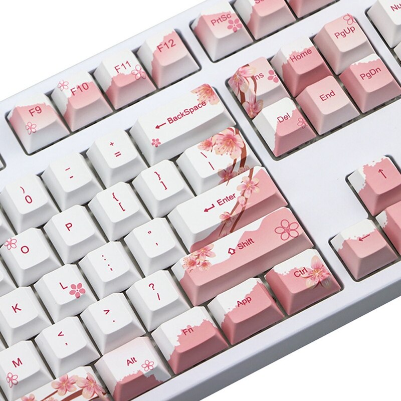 PBT Keycap Set Five-Sided Sublimation Cherry Bloss... – Grandado
