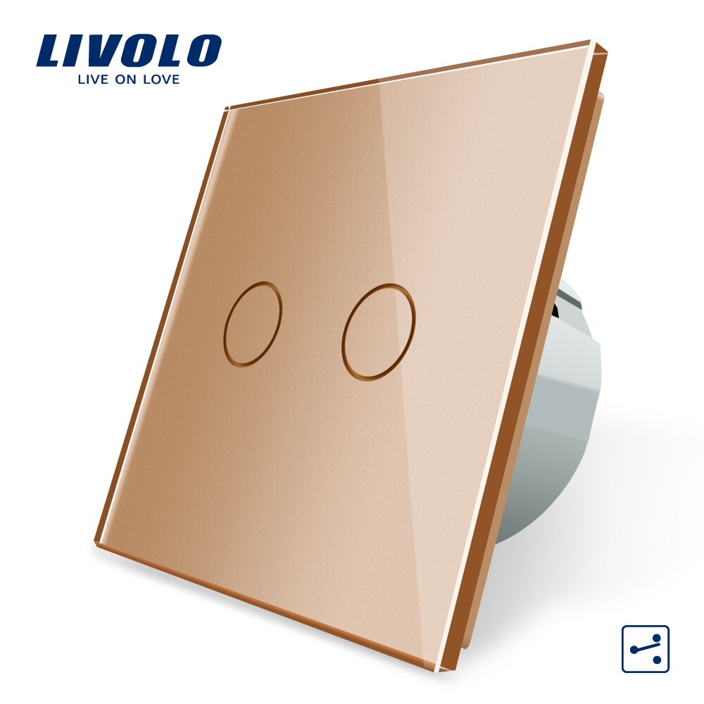 Livolo luxe Muur Touch Sensor Schakelaar, Lichtschakelaar, schakelaar power, Kristal Glas, Stopcontact, multifunctionele sockets, Gratis Keuze: 2gang 2ways switch