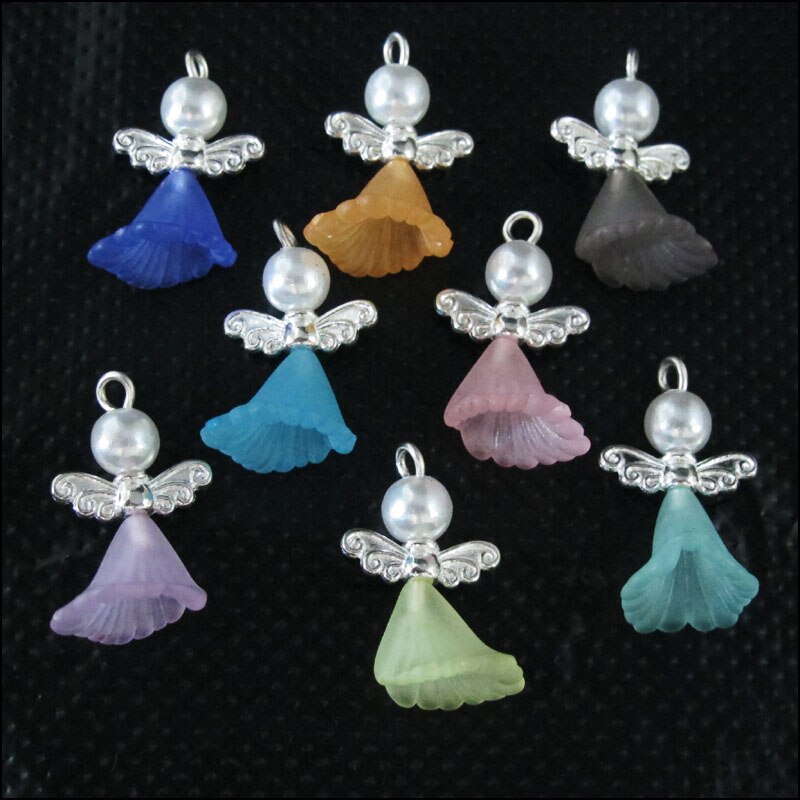 24 Dancing Angel Bedels Verzilverd Wings Gemengde Hangers 14x24mm