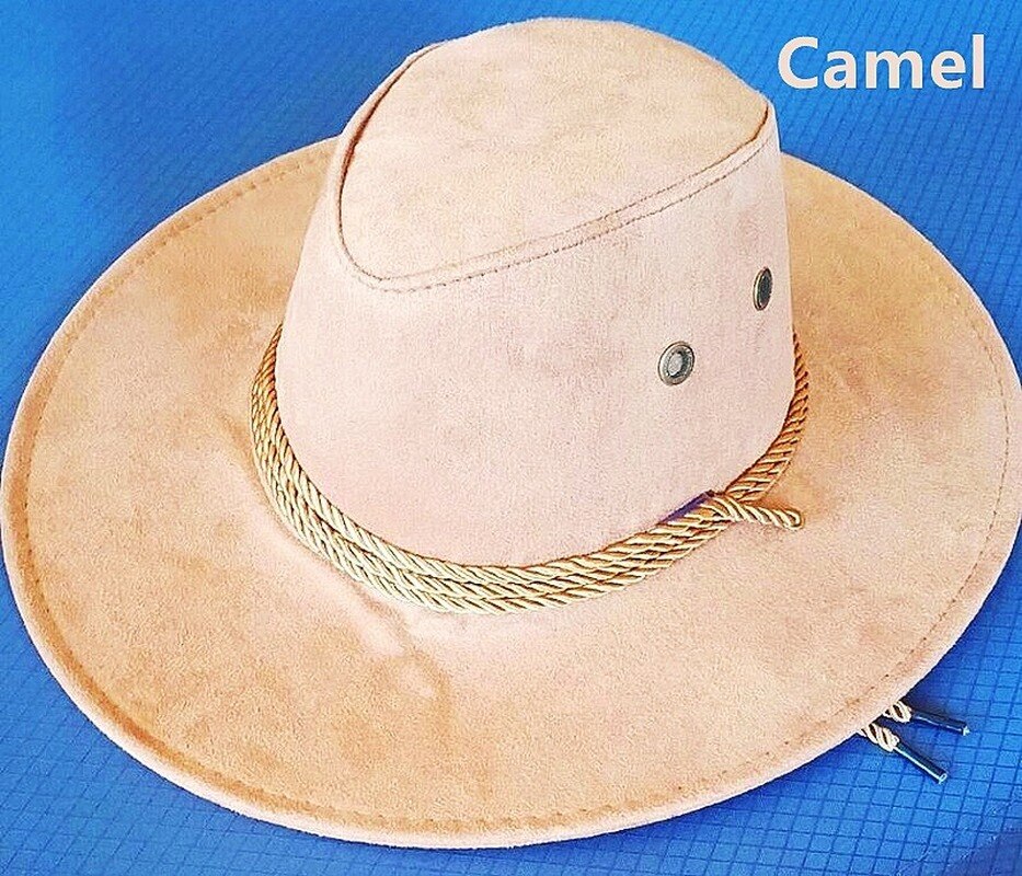 for Men and Women Wide Brim Western Cowboy Hat Retro Deerskin Plush Western Cowboy Hat Suitable (58-60cm): Camel