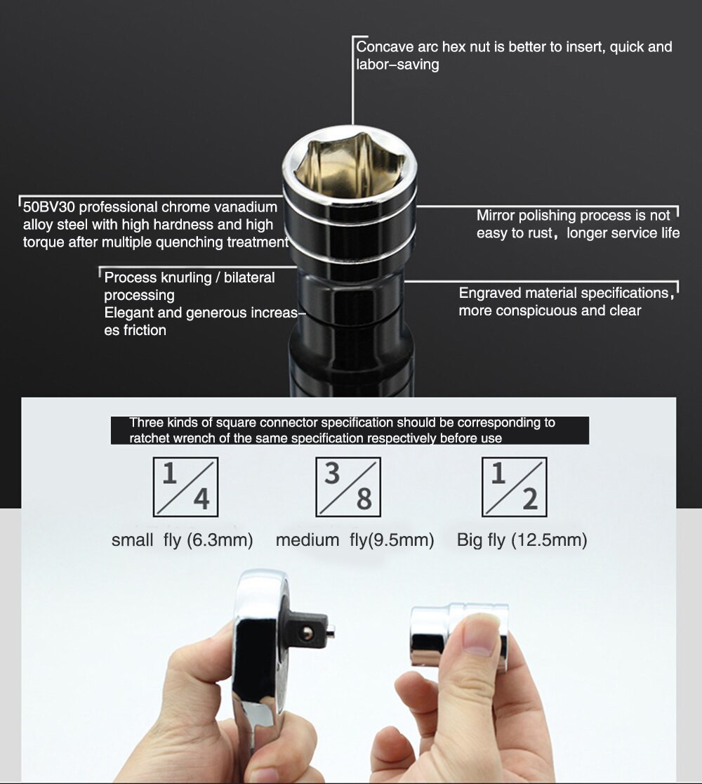 8-32pcs 1/2 Steel Socket Ratchet Converter Hex Socket Car Bicycle Garage Repair Tools