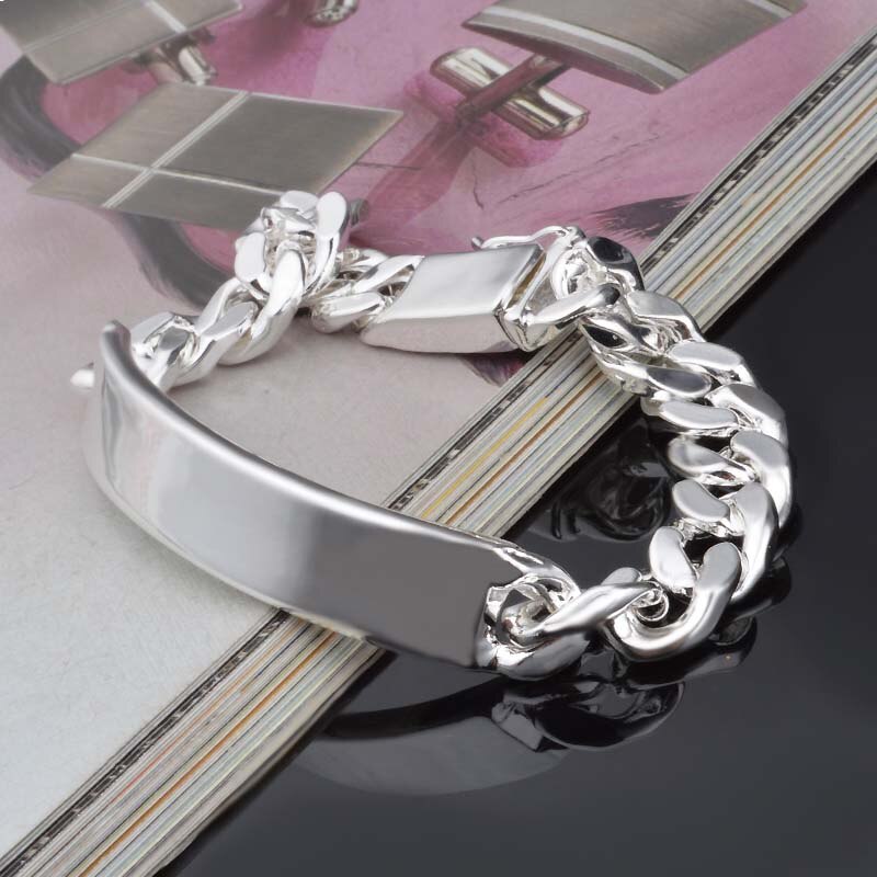 Promociones pulsera/brazalete de 20cm de largo, pulsera de 10mm de ancho para hombre de , pulsera de con enchapado de plata de Navidad de