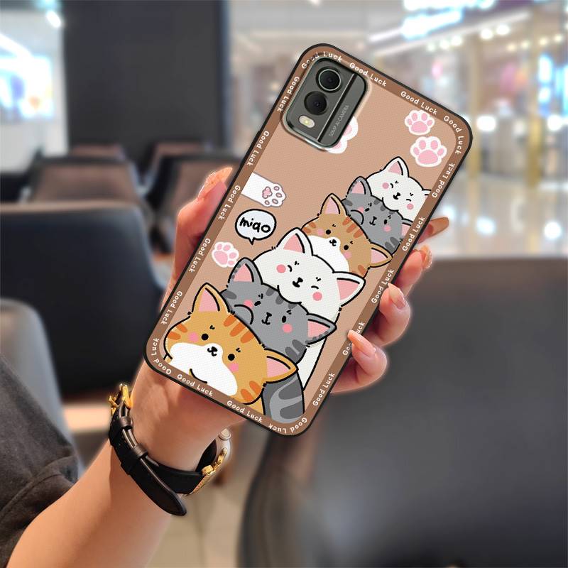 Phone Protector Cover Phone Case For Nokia C32 Graffiti Cute Soft case Dirt-resistant Waterproof Durable: Pink
