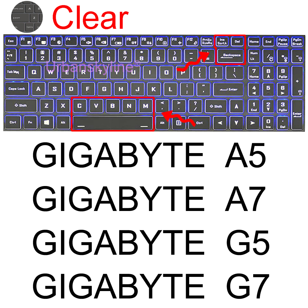 Aero Keyboard Cover for Gigabyte Aorus 5 7 15G 15P 17G 17X Aero 15 17 HDR 15W 15X G5 G7 A7 Gaming Protector Skin Case Laptop: Clear A5 A7 G5 G7
