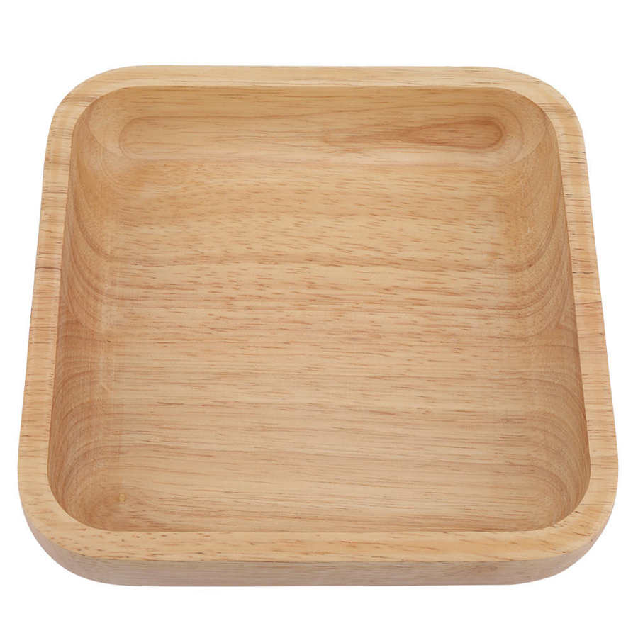 Rubber Wood Food Tray Dinner Dish Bowl Snack Serving Plate for Home Restaurant: Default Title