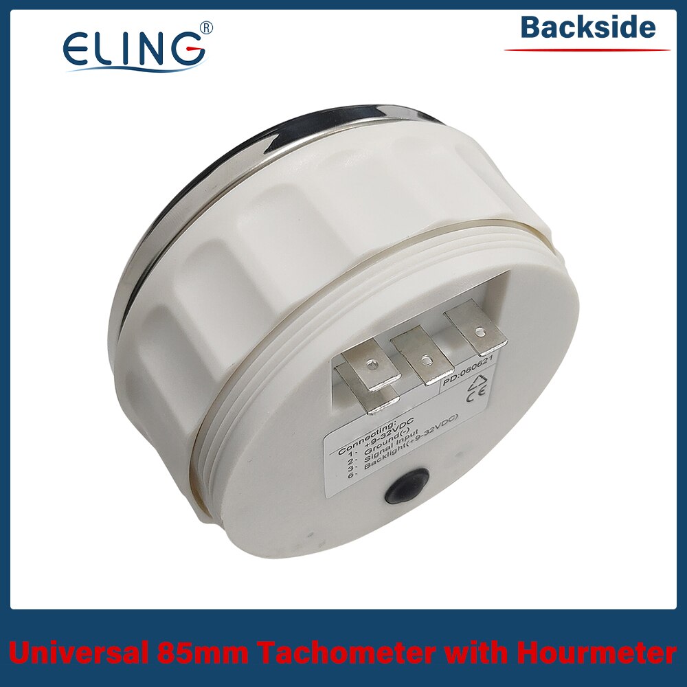 ELING Universal- 3-8K RPM Tachometer Umdrehung Zähler Tacho Messgerät mit Stunde Meter 85mm Benzin Diesel- 12V 24V verrotten Hintergrundbeleuchtung