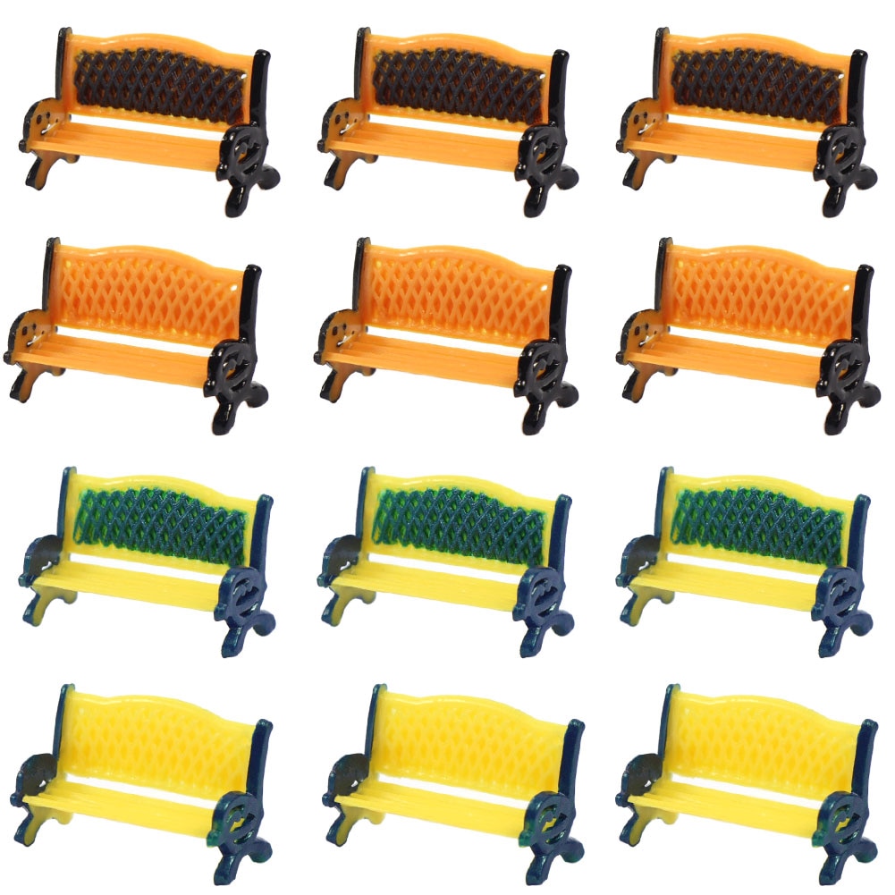 12 stk modell togplattform park gate seter benk stol sofa 1:87 ho skala  zy35087 gårdsstoler jernbane modellering