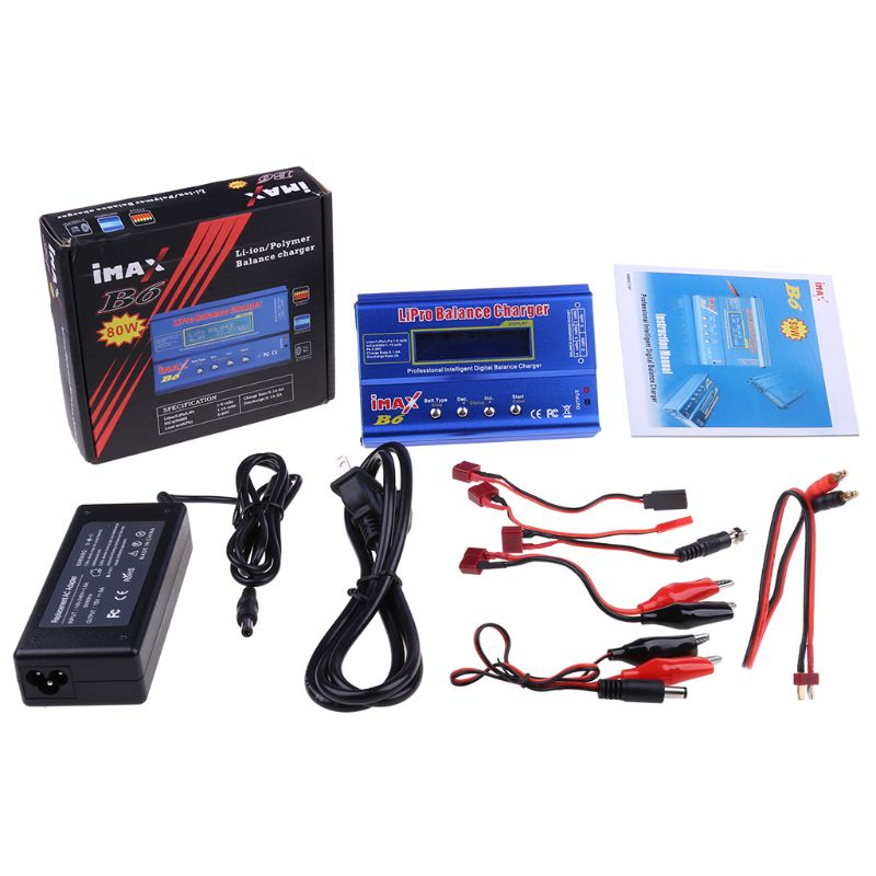 iMAX B6 80W Battery Charger Lipo NiMh Li-ion Ni-Cd Digital RC IMAX B6 Lipro Balance Charger Discharger + 15V 6A Adapter T84C