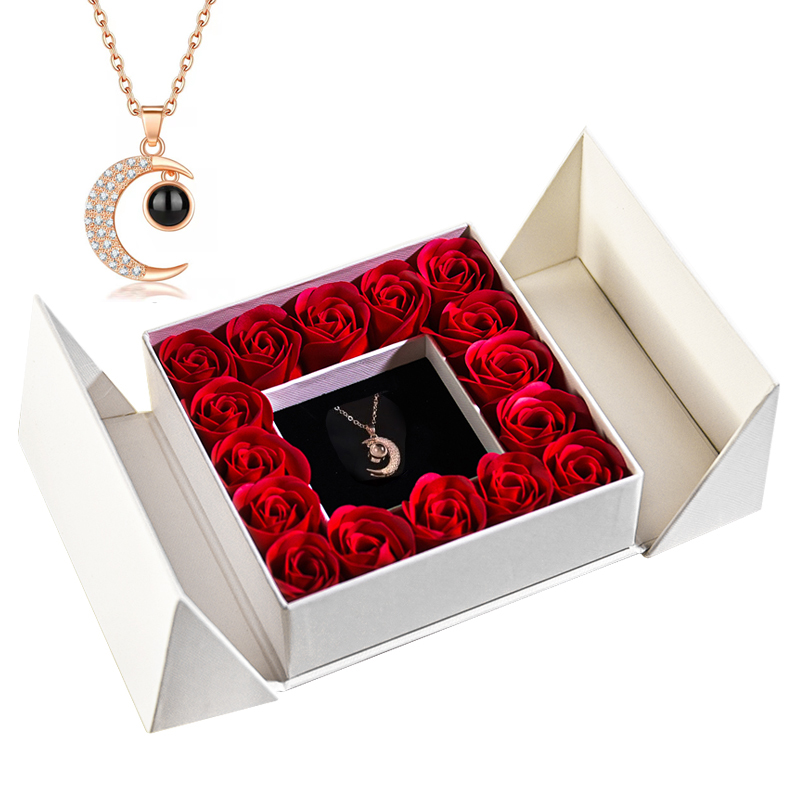 Cadeaus voor vrouwen Sieraden Hanger Ketting/w Zeep Eeuwige Roos Geschenkdoos Moederdag Ketting Sieraden Huwelijksverjaardag