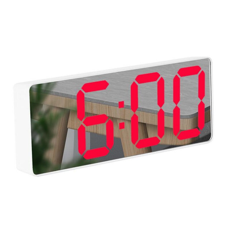 Neue Acryl/Spiegel Wecker LED Digital Uhr Stimme Kontrolle Schlummern Zeit Temperatur Anzeige Nacht Modus Hause Dekoration Uhr: rot Spiegel Rec