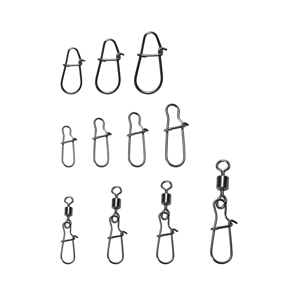 Noeby Stainless Steel Lock Snap Fishing Connector Fast Clip Swivel Solid Rings Safety Snaps Fishing Hook Tackle Snap