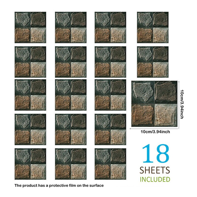 3D Mosaic Self Adhesive Waterproof Sticker Bathroom Wall Renovation DIY Art Tile Sticker DIY 3D Wall Sticker Home Decor: Dark Grey