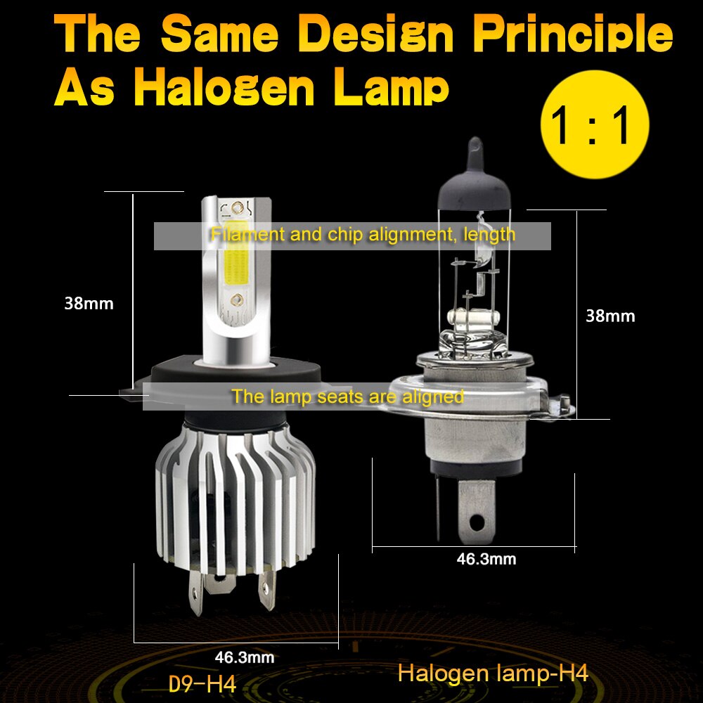 Paire salut / ampulle de phare de konvertering de lepi led de voiture de la paire  h4 9003 60w 1800lm 6000k h7 9005 9006 h11 h1 h8