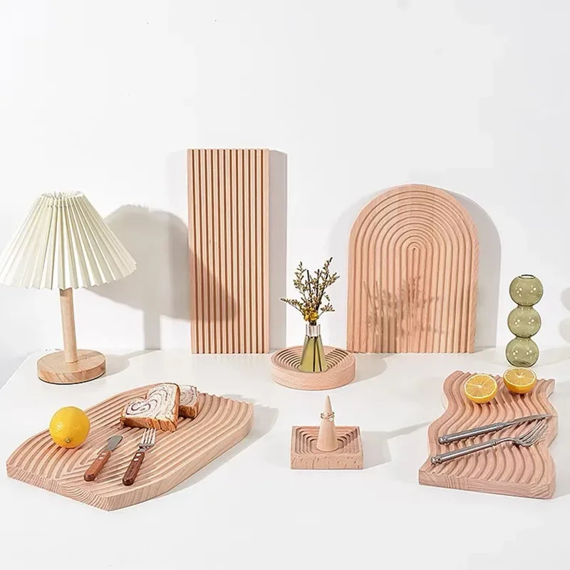 nordisch stil Buche Holz Hacken Block Brot Nachtisch Tablett Nicht-Unterhose Schneiden Bord Lagerung Organizer Küche Werkzeug Für Kuchen