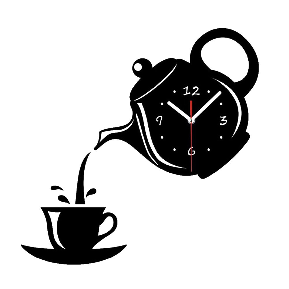 Removable Modern 3D Wall Clock Sticker Set Home Office DIY Wall Sticker Decal for Household Bedroom Decoration: black