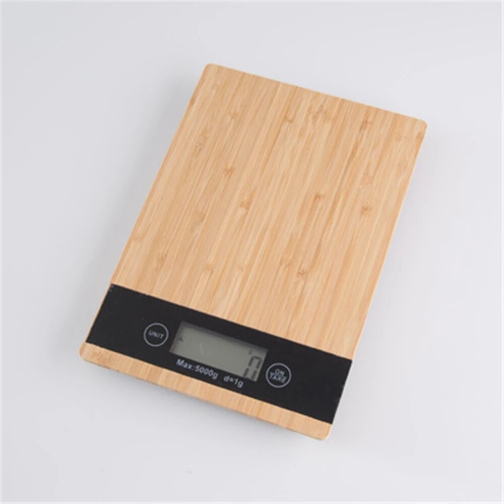 Kitchen Scale Food Scale Household Wooden Scales 5KG/1g Waterproof Digital Coffee Scale Wood Scale LCD Display Scale
