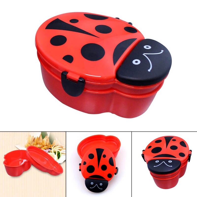 Kinder Mittagessen Box Nette Durable Entzückende Cartoon Marienkäfer 2 Schicht Lunchbox für Kinder UEJ