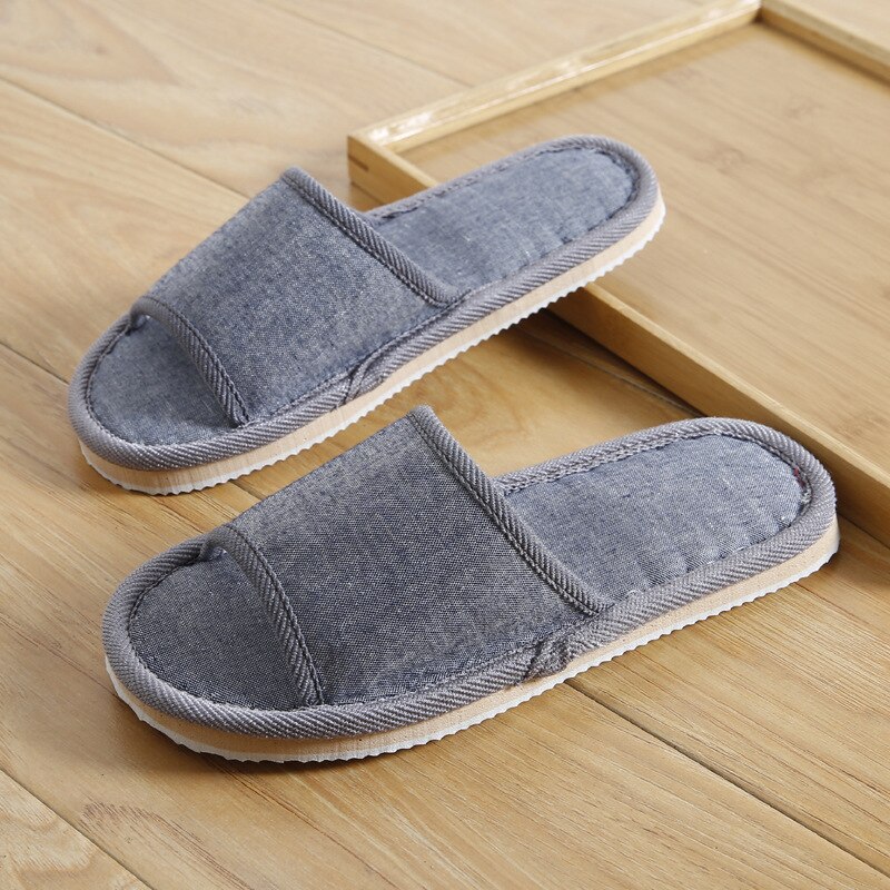 Chaussures d'été en lin pour femmes, pantoufles d'intérieur et de sol,: Navy / 9