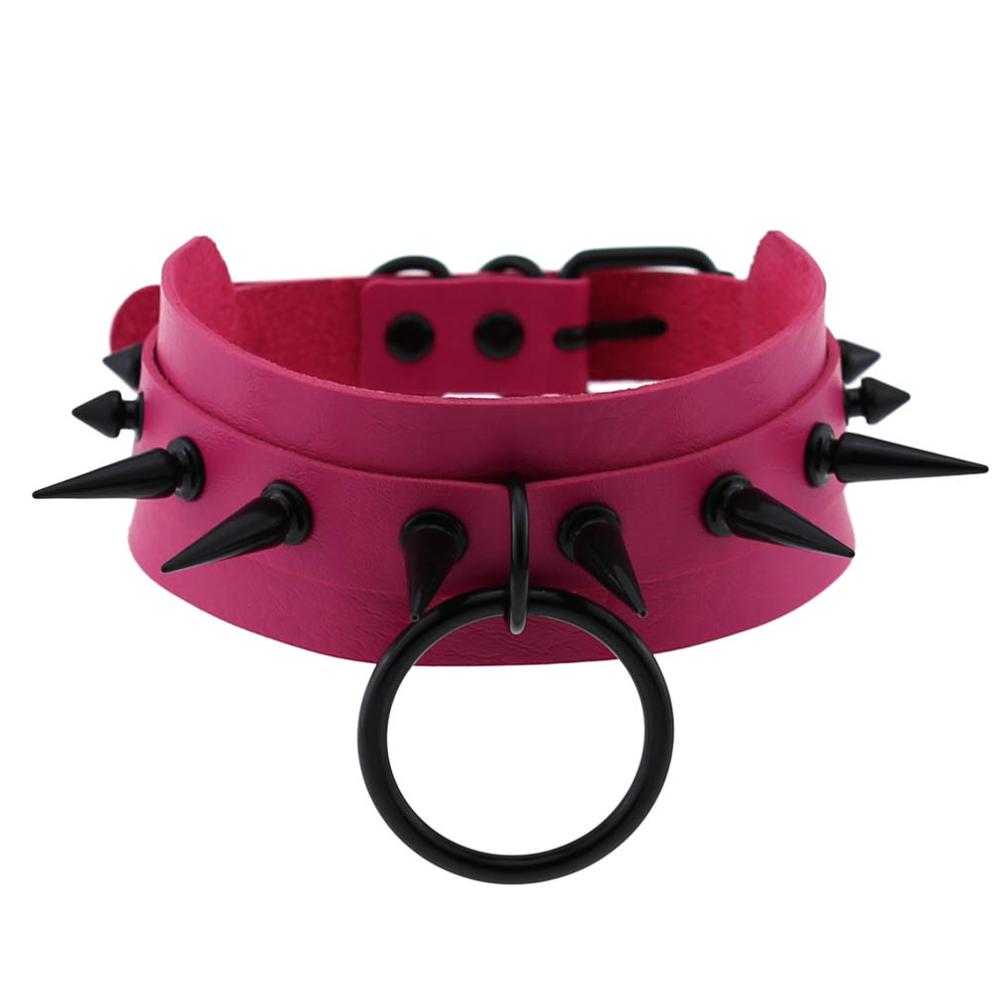 Gothic Jewelry Punk Spike goth Choker Woman Collar women Studded Rivet Black Leather Choker men Necklace chocker Emo Halloween: rose red