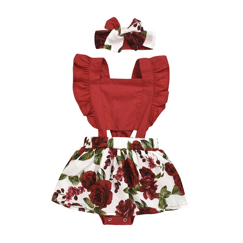 Baby Meisje Kleding Lange Mouwen Effen Romper + Bloemenprint Jarretel Rokken Outfits Lente Baby Set Roupa Infantil Menina