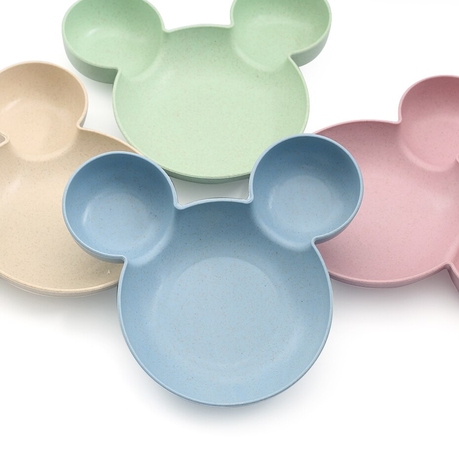 Baby Servies Cartoon Kids Verdeeld Kom Food Grade Eco Tarwe Stro Kinderen Plaat Babyvoeding Servies Eten Gerechten