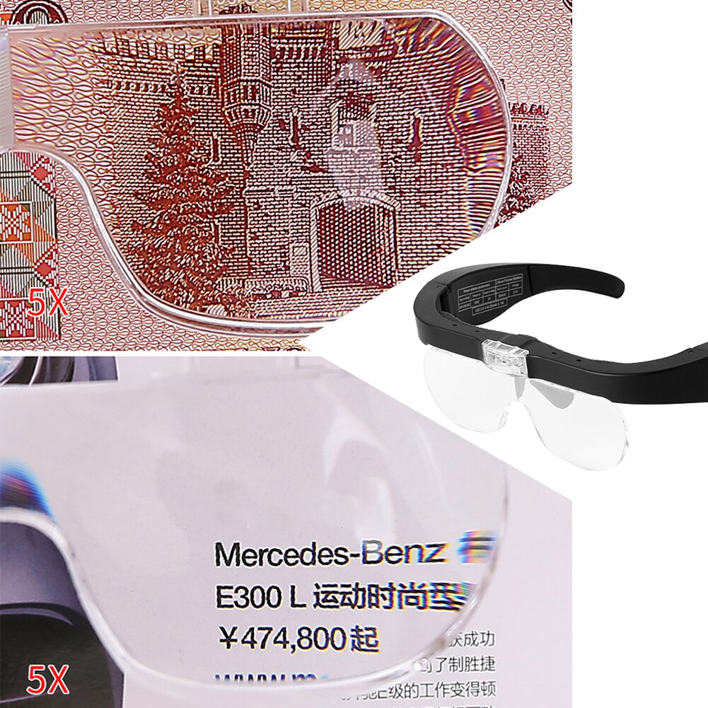 Förstoringsglasögon förstoringsglas 1.5x 2.5x 3.5x 5.0x usb uppladdningsbar med led-ljus för läsning juvelerare urmakare reparation bär