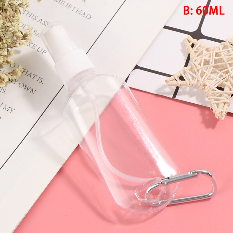 Neue alkohol sprühen flasche transparent Hand sanitizer flasche leere flasche Lotion tragbare haken schlüssel Ring sub-flasche desinfektion: 60ML