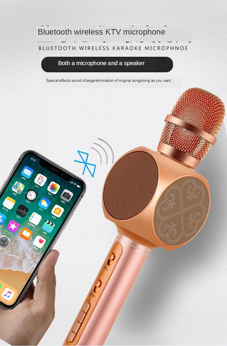 YS-63, inalámbrico por Bluetooth, micrófono portátil de mano PARA Karaoke, altavoz para en casa, micrófono para reunión de habla, micrófono