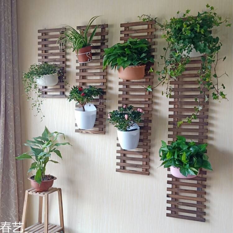 Balkon blomsterstativ hængende massivt træ vægophæng blomsterhylde udendørs urtepotteophæng træ vægophæng flow